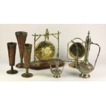 A collection of varied Brassware, including a large and smaller Table Gong,