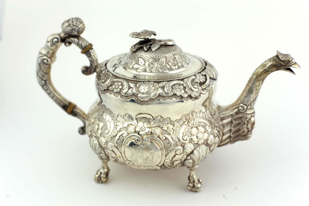 An important heavy late George III Irish silver Teapot, by James Le Bas, Dublin c.