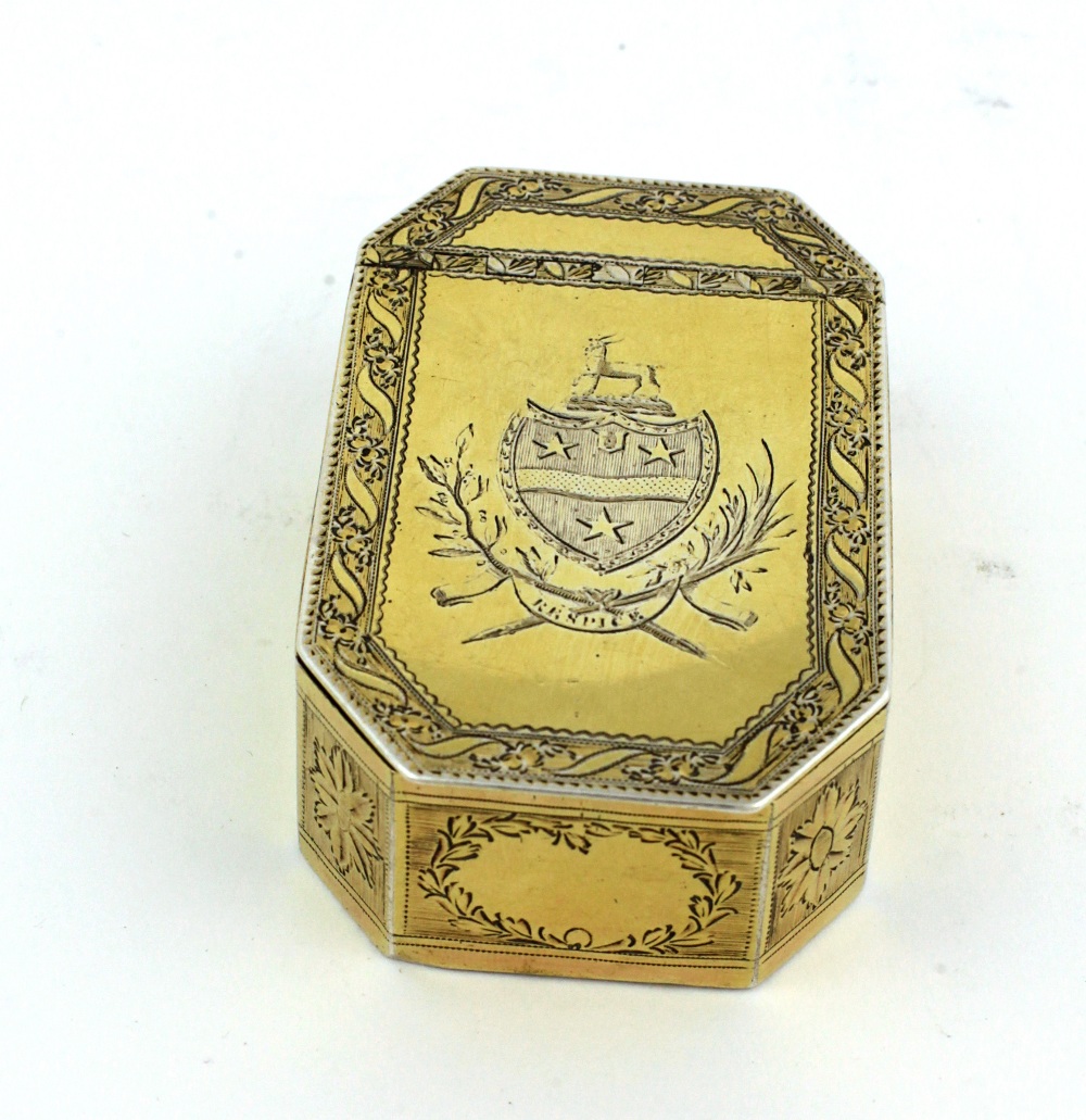 A fine and important octagonal Irish George III silver gilt Presentation Snuff Box,