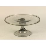 A 19th Century glass Cake Stand, with large circular top on turned pillar supports, approx.