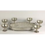 A 19th Century oval silver plated Tray, with segmented glass centre,