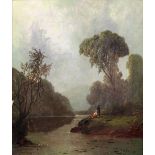 W. Williams of Plymouth, 1808 - 1895 "River Scene with Ladies resting by the bank," O.O.C.