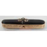 An attractive 19th Century 9ct gold mounted and bog oak Miniature oblong Pin Holder,