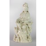 An attractive 19th Century style blanc-de -chine 'Guanyin' Figure, with seal mark on back, approx.