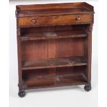 A 19th Century mahogany Open Bookcase, of small proportions with gallery top over frieze drawer,