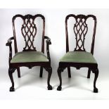 A set of 8 (6 + 2) Chippendale style mahogany Dining Chairs,