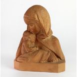 Jeanne Ferrez (French 1879 - 1972) "Madonna and Child," terracotta, signed and stamped, approx.