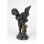 After Auguste Moreau (French 1834 - 1917) An attractive patinated bronze Figure of a young boy