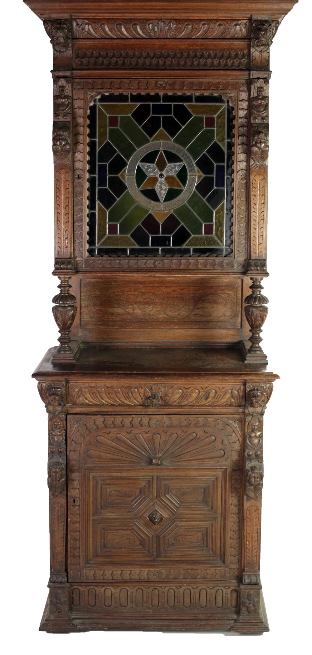 A 19th Century Cromwellian style carved oak Cabinet,