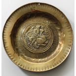 A good early German brass Alms Dish, probably 16th Century,