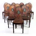 A fine quality and rare set of 10 - 19th Century Irish mahogany Hall or Side Chairs,