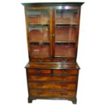 A desirable Irish Georgian period mahogany Bookcase on Chest,