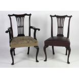 A set of 8 (6 + 2) Queen Anne style mahogany Dining Chairs,