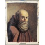 19th Century English School "Portrait of a Monk," watercolour, approx.