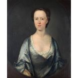 18th Century English School - Robert Hunter? Half length, "Portrait of Frances Cox,