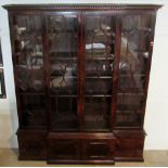 A good quality Georgian style mahogany breakfront Bookcase, in the Chippendale taste,