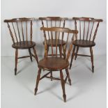 A set of 4 - 19th Century Irish elm Windsor type Chairs, with turned uprights,