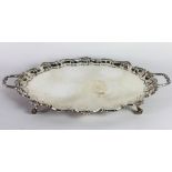 A fine heavy two handled oval English silver Tray, the decorated border with shell ornaments,