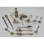 Silverware: A varied collection of silver Spoons, some Georgian & Victorian,