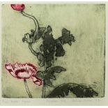 Patrick Hickey HRHA (1927 - 1998) "Two More Poppies," coloured etching, printers proof approx.