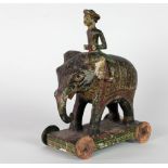 A 19th Century painted carved wooden Indian Toy Cart,