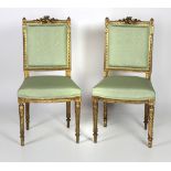 A pair of fine quality 19th Century French giltwood Side Chairs, with garland decorated backs,