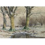 Lancelot Bayler (1869 - 1952) Watercolour, "Winter in the Phoenix Park," approx.