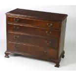 A Georgian style mahogany Chest, low proportions, with five long drawers with decoration,