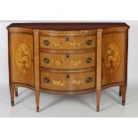 A fine quality 19th Century inlaid bow fronted Commode, by Hicks,