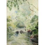 Sir Robert Ponsonby-Staples (RHA) 1853 - 1943 Watercolour, "Sheltered River Scene,