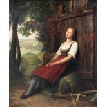 Circle of Johann Georg Meyer Von Bremen, German (1813 - 1886) "Girl Resting,