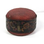 A 20th Century Chinese lacquered cane work Hat Box, with painted floral decoration.