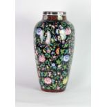 An attractive and tall black ground porcelain Vase,