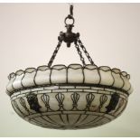 A large Art Deco style Ceiling Light, with brass decoration.