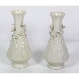 A pair of tall Second Period Belleek Lily Vases, approx. 30cms (13") high.