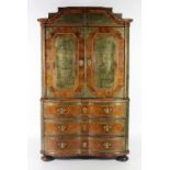 An important late 17th Century Dutch walnut and brass mounted Cabinet on Chest,