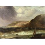 Mid-19th Century English School "Large Coastal Scene with fisher folk,