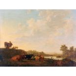 Follower of Aelbert Cuyp, Dutch (1620 - 1691) "Cattle Resting by a Riverside,