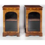 A pair of attractive and unusually small inlaid walnut Cabinets,