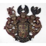 A very important and large 18th Century intricately carved German giltwood and polychrome painted