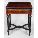 A very attractive French fold-over satinwood and marquetry Card or Writing Table,