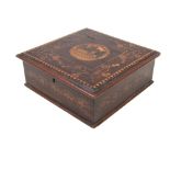 An attractive mid-Victorian marquetry Arbutus wood Killarney work Box,