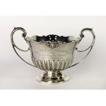 An attractive heavy silver two handled Bowl, with shaped and partly pierced rim,