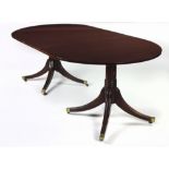 A good quality Georgian style D end twin pod extending Dining Table, with two spare leaves,