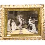 A pair of attractive Victorian Prints on glass, depicting musical scenes,