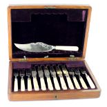 Silverware: A part cased set of silver Knives and Forks,