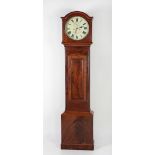 An early Victorian figured mahogany Grandfather Clock, with painted circular dial,