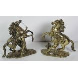 After Guillaume Coustou (1677 - 1746) A pair of large 19th Century brass Marley Horse Figures,