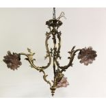 A 19th Century French ormolu three branch Ceiling Light,