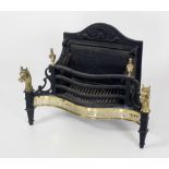 An attractive heavy George III style cast iron and brass Dog Grate,